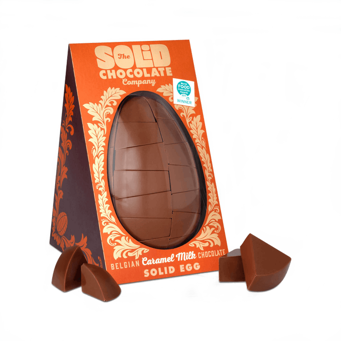 Front of Solid Belgian Milk Caramel Chocolate egg